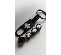 Union Jack Tyre Valve Dust Caps With Keyring for car, bike, motorcycle, van set of 4, black/white
