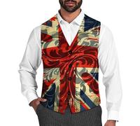 Union Jack UK British Flag Men's Vest V-neck Suit Waistcoats Wedding Tuxedo Vests