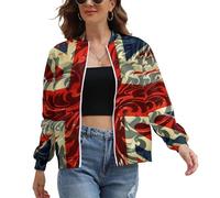 Union Jack UK British Flag Women's Jacket Print Bomber Jackets Sweatshirt Shirt Outwear Casual Coats XL
