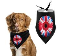 Union Jack UK Flag Daisy Flower Cute Dog Bandanna Scarf Printed Adjustable Triangle Pet Kerchief for Dogs And Cats