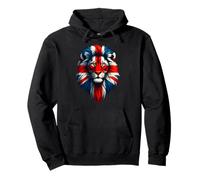 Union Jack UK Flag Lion Face Great Britain Union Jack Flag Pullover Hoodie