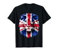 Union Jack UK Flag Lion Face Great Britain Union Jack Flag T-Shirt