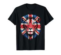 Union Jack UK Flag Lion Face Great Britain Union Jack Flag T-Shirt