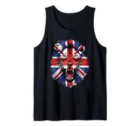 Union Jack UK Flag Lion Face Great Britain Union Jack Flag Tank Top