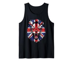 Union Jack UK Flag Lion Face Great Britain Union Jack Flag Tank Top