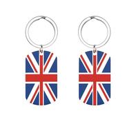Union Jack UK Flag Metal Keyring Keychain Pendant Rectangle Tags Double Sided Printed Signs Gifts