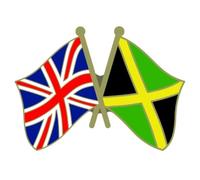 Union Jack UK & Jamaica Jamaican British Friendship National Flag Metal Enamel Pin Badge - 2.4cm x 1.9cm - Crossed British and Jamaican Flags