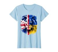 Union Jack United Kingdom Flag Lion Face Half Union Jack T-Shirt