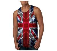 Union Jack Vests Tank Top for Men UK Flag Printed Sleeveless Tops Running Gym Great Britain Flag Graphic T-Shirt Patriotic Sleeveless Vest for Independence Day, Casual Wear, Gym, and Festivals