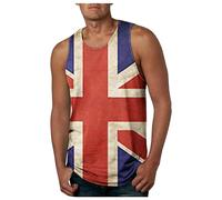 Union Jack Vests Tank Top for Men UK Flag Printed Sleeveless Tops Running Gym Great Britain Flag Graphic T-Shirt Patriotic Sleeveless Vest for Independence Day, Casual Wear, Gym, and Festivals