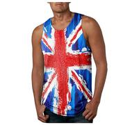 Union Jack Vests Tank Top for Men UK Flag Printed Sleeveless Tops Running Gym Great Britain Flag Graphic T-Shirt Patriotic Sleeveless Vest for Independence Day, Casual Wear, Gym, and Festivals