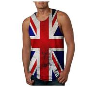 Union Jack Vests Tank Top for Men UK Flag Printed Sleeveless Tops Running Gym Great Britain Flag Graphic T-Shirt Patriotic Sleeveless Vest for Independence Day, Casual Wear, Gym, and Festivals