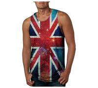 Union Jack Vests Tank Top for Men UK Flag Printed Sleeveless Tops Running Gym Great Britain Flag Graphic T-Shirt Patriotic Sleeveless Vest for Independence Day, Casual Wear, Gym, and Festivals