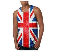 Union Jack Vests Tank Top for Men UK Flag Printed Sleeveless Tops Running Gym Great Britain Flag Graphic T-Shirt Patriotic Sleeveless Vest for Independence Day, Casual Wear, Gym, and Festivals