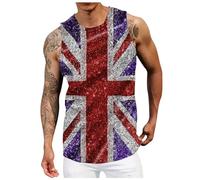 Union Jack Vests Tank Top for Men UK Sleeveless Shirt Gym Running Vest Great Britain Flag Printed Tops Shapewear Vest Breathable Workout Top with Printed UK Flag, Sport Tank for Training & Summer