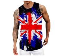 Union Jack Vests Tank Top for Men UK Sleeveless Shirt Gym Running Vest Great Britain Flag Printed Tops Shapewear Vest Breathable Workout Top with Printed UK Flag, Sport Tank for Training & Summer