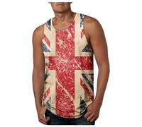 Union Jack Vests Tank Top for Men UK Sleeveless Tshirt Running Gym Vest Great Britain Flag Graphic Tops Holiday Vests Shapewear Vest UK Flag Street Parties T-Shirt Brit Pop, VE Day