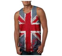 Union Jack Vests Tank Top for Men UK Sleeveless Tshirt Running Gym Vest Great Britain Flag Graphic Tops Holiday Vests Shapewear Vest UK Flag Street Parties T-Shirt Brit Pop, VE Day
