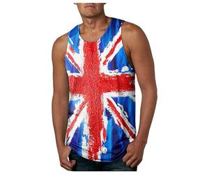 Union Jack Vests Tank Top for Men UK Sleeveless Tshirt Running Gym Vest Great Britain Flag Graphic Tops Holiday Vests Shapewear Vest UK Flag Street Parties T-Shirt Brit Pop, VE Day