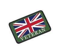 Union Jack Veteran Military Motif Patch - Embroidered British Flag Badge for Veterans, Tactical Gear, Jackets, Backpacks | Velcro Backed for Easy Application (Khaki)