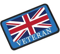 Union Jack Veteran Military Motif Patch - Embroidered British Flag Badge for Veterans, Tactical Gear, Jackets, Backpacks | Velcro Backed for Easy Application (RAF Blue)