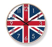 Union Jack Wall Clock | 30cm Round Design | Stylish British Flag Clock | Non-Ticking Quartz Clock | Silent Sweep Movement | Perfect for Living Room or Office Decor