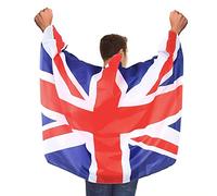 Union Jack Wearable Flag Cape Large,5ftx3ft Coronation British National Fabric Flag Cape with Sleeves for British Fans Celebrating UK Royal Street Party Fancy Dress VJ Day 80th Anniversary Decorations