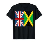 Union Jack With Jamaican Flag Design & British Caribbean T-Shirt
