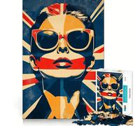 Union Jack Woman Jigsaw 1000 Pieces Focus Building Toy Zero Gap Rewarding Activity for Rainy Days (50x75cm)