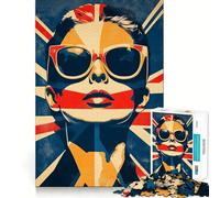 Union Jack Woman Jigsaw Puzzle1000 Pieces Mind Train Fun Clean Cut Sturdy Components Captivating Leisure for Cozy Indoors (38x26cm)