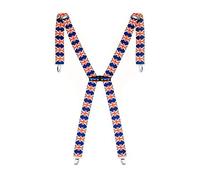 Union Jack X-Back Elastic Suspenders for Men & Women - Adjustable Clip-On Trouser Braces with Strong Metal Clips - Formal, Wedding, Workwear & Casual Unisex Braces - 35MM Fits Most Adults