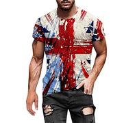 Union Jacket T Shirts for Men Trendy Summer Short Sleeve Patriotic Casual England Flag All Over Sublimation T-Shirt Athletic Fit Gym Workout Muscle Tee Shirts