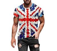 Union Jacket T Shirts for Men Trendy Summer Short Sleeve Patriotic Casual England Flag All Over Sublimation T-Shirt Athletic Fit Gym Workout Muscle Tee Shirts