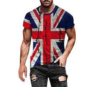 Union Jacket T Shirts for Men Trendy Summer Short Sleeve Patriotic Casual England Flag All Over Sublimation T-Shirt Athletic Fit Gym Workout Muscle Tee Shirts Purple
