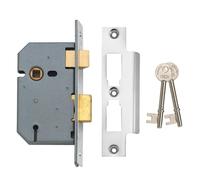 UNION J2277-SC-2.50 3 Lever Mortice Sashlock Satin Chrome 65mm 2.5in Box