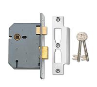 Union Locks 2277 3 Lever Mortice Sash Lock 77.5mm - Satin Chrome (Visi Pack)