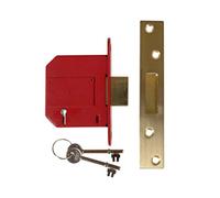 Union J2100S-PL-3.0 Strongbolt 2100S Bs 5 Lever Mortice Deadlock 81Mm 3In Satin Brass Box