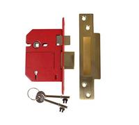 Union J2200S-PL-3.0 Strongbolt 2200S Bs 5 Lever Mortice Sashlock Satin Brass 81Mm Box