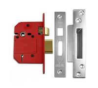 UNION Mortice Sash Lock Strongbolt 2200S - BS 5-Lever, 81mm, Satin Chrome (Boxed)