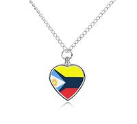 Union of Venezuela And Argentina Flag Heart Silver Pet Urn Necklace Memorials Funerary Ashes Classic Pendant for Dog Cat Lover