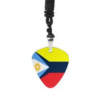 Union of Venezuela And Argentina Flag Trendy Guitar Pick Necklace Metal Pendant Jewelry Gift for Musicians Music Lovers