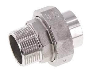 Union Straight Connector R1 1/4'' Male x 42.4mm Weld End Stainless Steel Flat Seal PTFE 16bar (224.8psi)