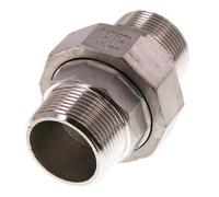Union Straight Connector R1 1/4'' Stainless Steel Flat Seal PTFE 16bar (224.8psi)
