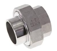 Union Straight Connector Rp1 1/4'' Female x 42.4mm Weld End Stainless Steel Flat Seal PTFE 150bar (2107.5psi)
