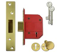UNION StrongBOLT 2100S BS 5 Lever Mortice Deadlock 68mm 2.5" Satin Brass Visi