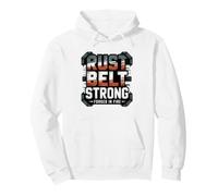Union Worker Silhouette Rust Belt Raised Strong Graphic Art Pullover Hoodie