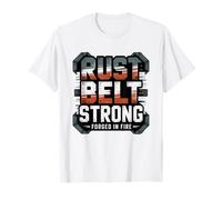 Union Worker Silhouette Rust Belt Raised Strong Graphic Art T-Shirt