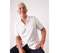 UNION WORKS White Geometric Micro Print Shirt L