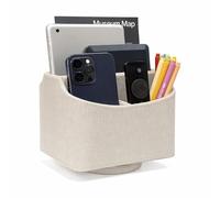 UnionBasic 360 Degrees Rotatable Remote Control/Controller Organizer, Spinning TV Guide/Mail/Media Desktop Organizer Caddy Holder, Linen Texture Leather Beige
