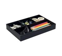 UnionBasic Desk Organisers - Flat 4-Slot Leatherette Desk Drawer Organiser - Office Supplies Stationery Sundries Gadget Container (Black)